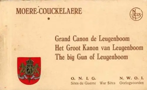 10 alte Ak Koekelare Couckelaere Westflandern, Die große Kanone von Leugenboom, im passenden Heft