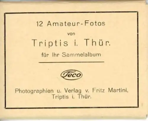 12 alte Fotos Triptis in Thüringen, im passenden Heft, diverse Ansichten