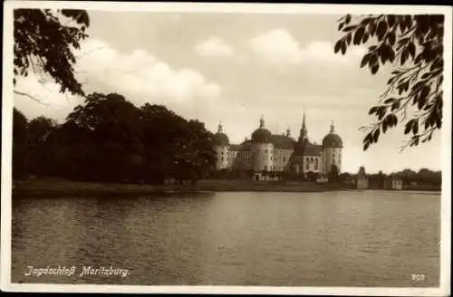 9 alte Ak Moritzburg in Sachsen, Jagdschloss, diverse Ansichten