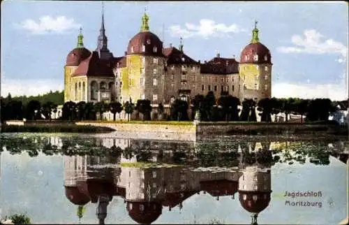 9 alte Ak Moritzburg in Sachsen, Jagdschloss, diverse Ansichten