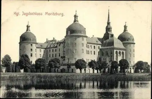 9 alte Ak Moritzburg in Sachsen, Jagdschloss, diverse Ansichten
