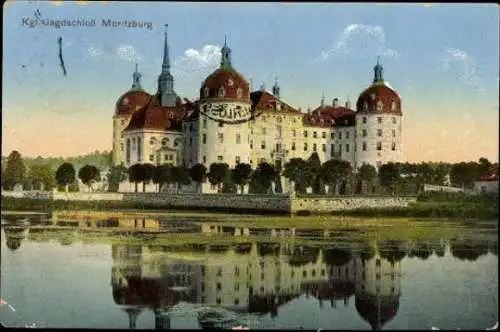 9 alte Ak Moritzburg in Sachsen, Jagdschloss, diverse Ansichten