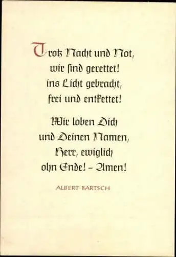 8 alte Ak Gedicht Getroste Wegfahrt von Albert Bartsch, im passenden Umschlag, diverse Ansichten