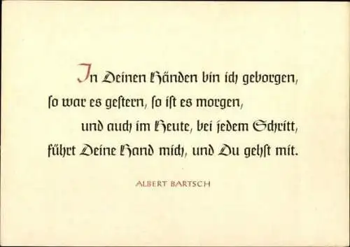 8 alte Ak Gedicht Getroste Wegfahrt von Albert Bartsch, im passenden Umschlag, diverse Ansichten