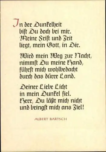 8 alte Ak Gedicht Getroste Wegfahrt von Albert Bartsch, im passenden Umschlag, diverse Ansichten