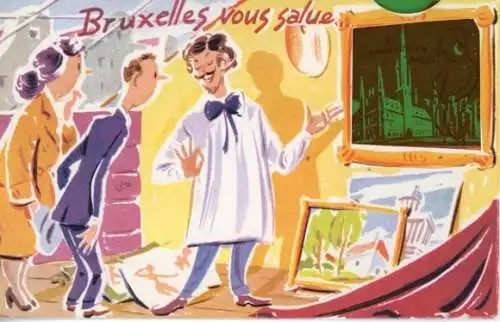 8 alte Ak Bruxelles Brüssel, Bruxelles vous salue, Negative, diverse Ansichten