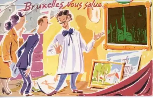 8 alte Ak Bruxelles Brüssel, Bruxelles vous salue, Negative, diverse Ansichten