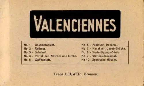 12 Ak Valenciennes Nord im Leporelloheft, diverse Ansichten