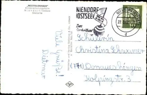 Ak Niendorf in Schleswig Holstein, Westfalenhaus, Kindererholungsheim, Seeseite