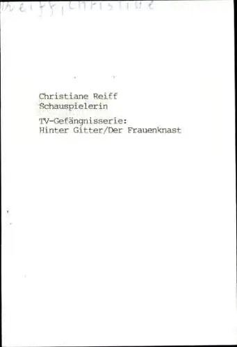 Ak Schauspielerin Christiane Reiff, Portrait, Autogramm