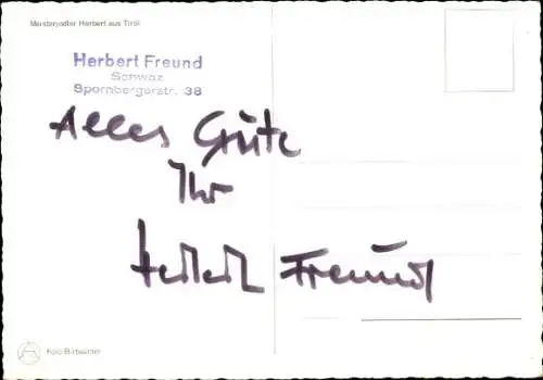 Ak Schauspieler Herbert Freund, Portrait mit Gitarre, Autogramm