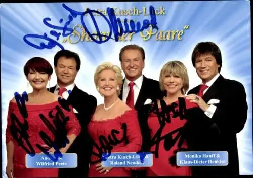 Ak Schauspieler Wilfried Peetz, Klaus-Dieter Henkler, Schauspielerin Monika Hauff, Autogramm