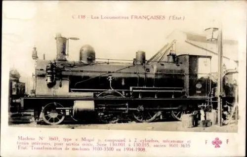Ak Les Locomotives Francaises, Etat, Machine No. 3603 type Mogul, Dampflokomotive
