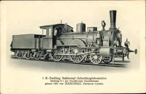 Ak 1 B Zwilling Nassdampf Schnellzuglokomotive, Gebaut 1891 von HANOMAG