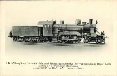 Ak Dampflokomotive Gattung S7, Ventilsteuerung Bauart Lentz, Preußische Staatsbahnen, Hanomag