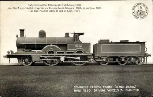 Ak Edinburgh Schottland, Expo 1890, Express Engine Jeanie Deans, Scotch Express