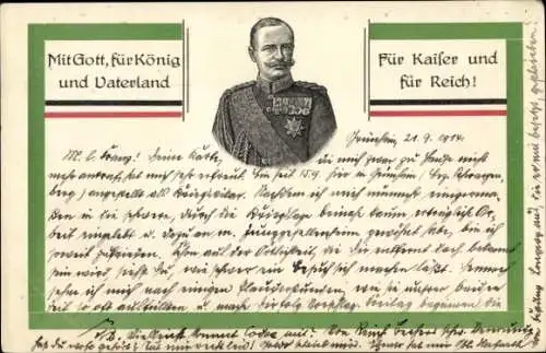 Künstler Ak König Friedrich August III. von Sachsen, Mitt Gott, für König und Vaterland