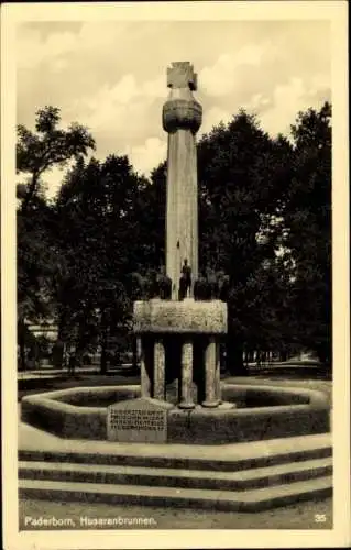 Ak Paderborn in Westfalen, Husarenbrunnen