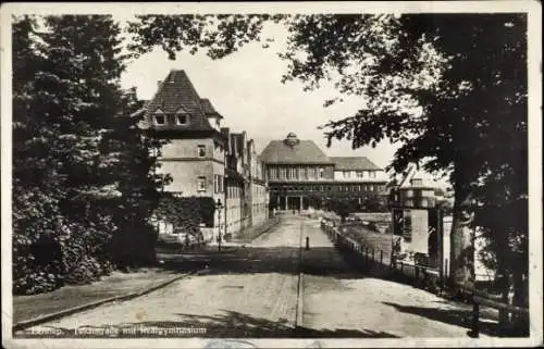 Ak Lennep Remscheid im Bergischen Land, Teichstraße, Realgymnasium, Bahnhofs-Gaststätte