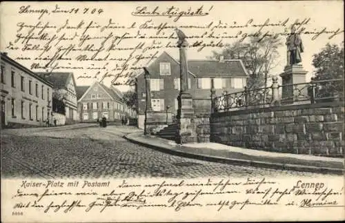 Ak Lennep Remscheid im Bergischen Land, Kaiserplatz, Postamt, Denkmal