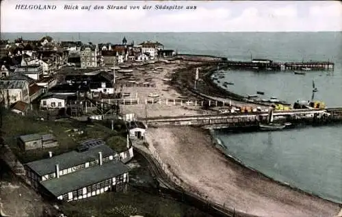 Ak Nordseeinsel Helgoland, Unterland, Strand von der Südspitze aus
