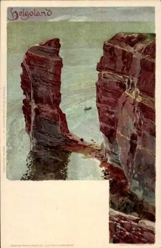 Künstler Litho Kley, Heinrich, Helgoland, Steilküste, Felsen