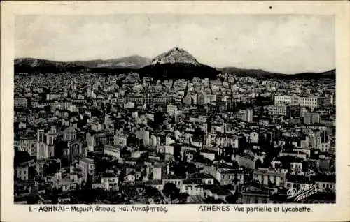 Ak Athen Griechenland, Panorama, Lykabette