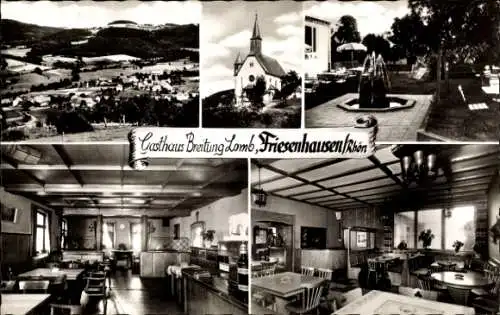 Ak Friesenhausen Aidhausen in Unterfranken, Rhön, Gasthaus Breitung, Brunnen, Kirche, Panorama