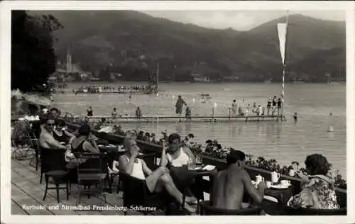 Ak Schliersee in Oberbayern, Kurhotel und Strandbad Freudenberg