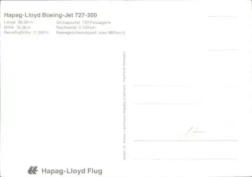 Ak Passagierflugzeug Boeing 727 200 Jet der Hapag Lloyd