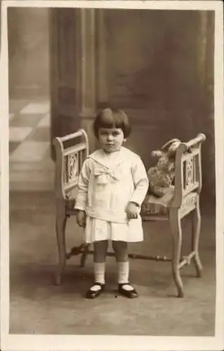 Foto Ak Kinderportrait, Plüschhase