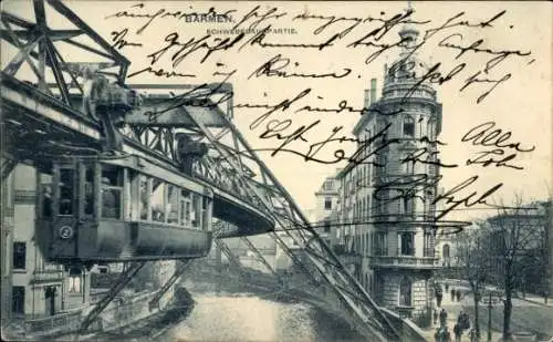 Ak Barmen Wuppertal, Schwebebahn