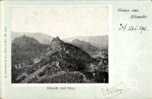 Ak Altenahr im Ahrtal, Burg, Panorama