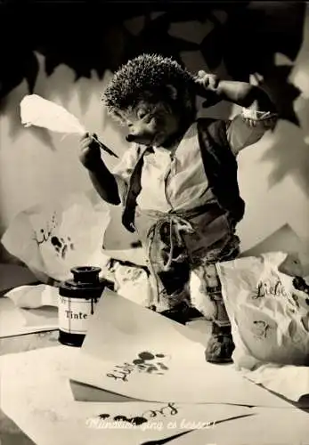 Ak Mecki der Igel, Mündlich ging es besser, Brief, Tintenfass