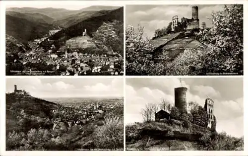 Ak Schriesheim an der Bergstraße, Panorama, Burgruine