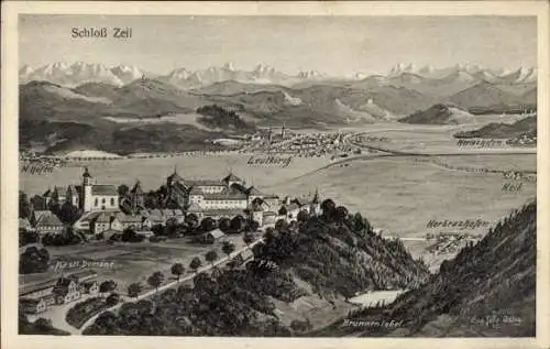 Ak Leutkirch im Allgäu Baden Württemberg, Schloss Zeil, Fürstliche Domäne, Leutkirch, Herbrazhofen