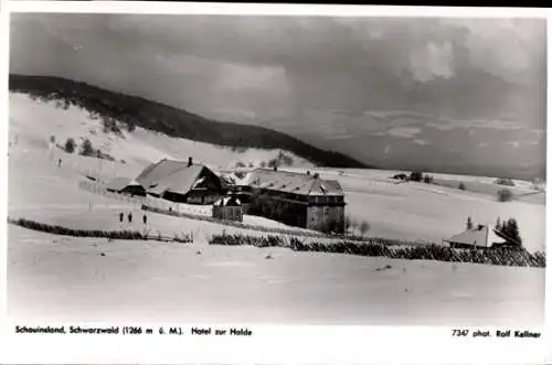 Ak Freiburg im Breisgau, Schauinsland, Hotel zur Halde, Winterlandschaft