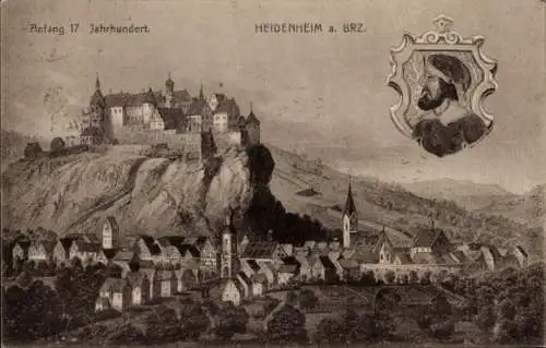 Ak Heidenheim an der Brenz Württemberg, Schloss Hellenstein, Wappen