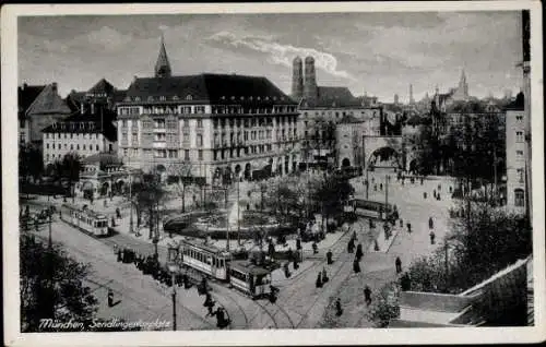 Ak München, Sendlingertorplatz, Straßenbahnen