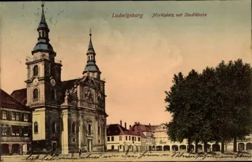 Ak Ludwigsburg in Württemberg, Marktplatz, Stadtkirche