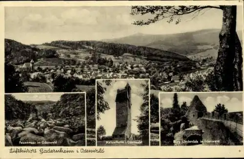 Ak Gadernheim Lautertal im Odenwald, Panorama, Kaiserturm, Felsenmeer, Burg Lindenfels