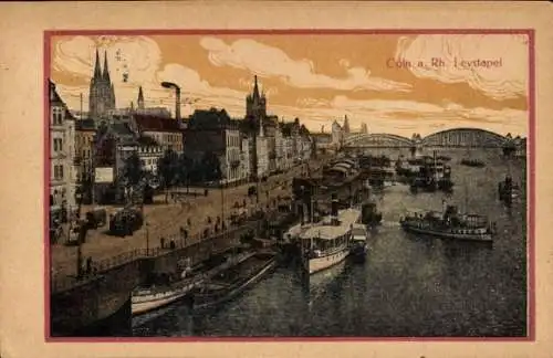 Ak Köln am Rhein, Leystapel, Schiffe, Dom
