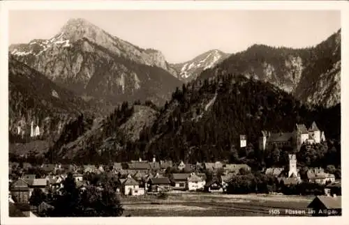 Ak Füssen im Allgäu, Panorama, Schloss