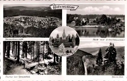 Ak Hahnenklee Bockswiese Goslar im Harz, Gesamtansicht, Grauwald, Bärental, Entenhäuschen, Kirche