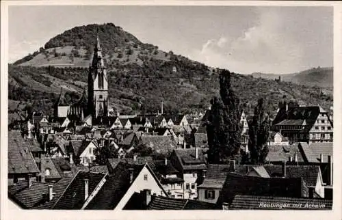 Ak Reutlingen in Baden Württemberg, Ortsansicht mit Achalm