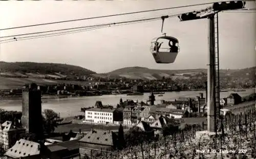 Ak Rüdesheim am Rhein, Seilbahn, Panorama mit Bingen