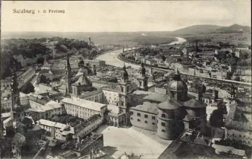 Ak Salzburg in Österreich, Panorama von der Festung