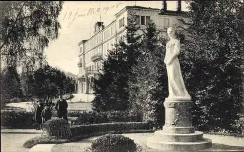 Ak Salzburg in Österreich, Kaiserin Elisabeth Denkmal, Hotel Europe