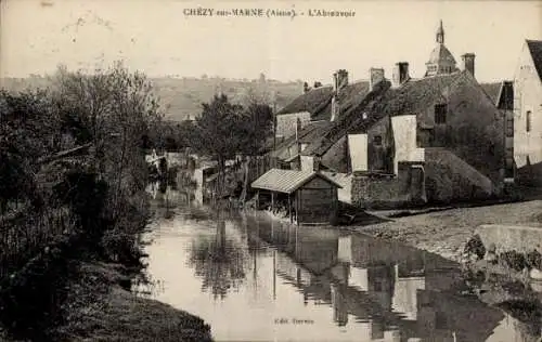 Ak Chezy sur Marne Aisne, L'Abreuvoir