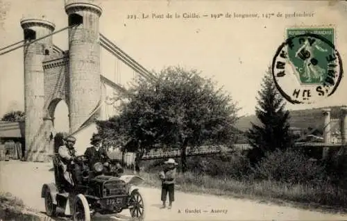 Ak Annecy Haute Savoie, Pont de la Caille, Automobil